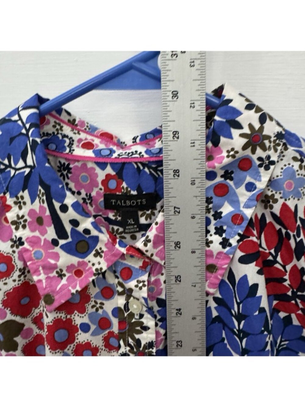 Talbots Women’s XL Cotton Patchwork Floral Button Down Shirt Multicolor - Picture 9 of 11